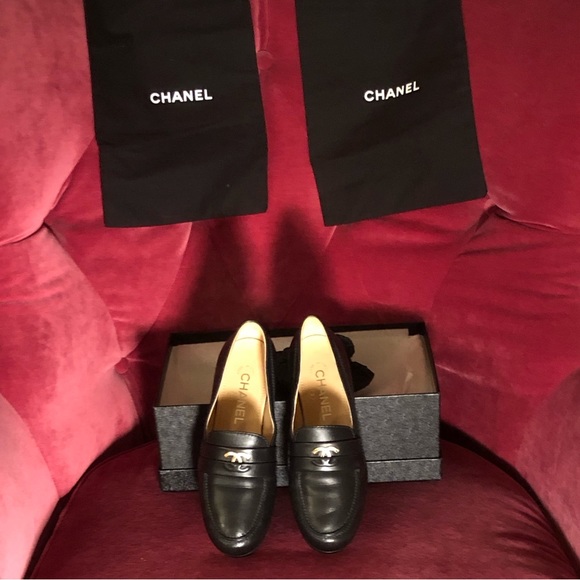 Chanel Size 36 Authentic Black Loafers Gently Used CC Mocassin Loafers - Picture 13 of 13